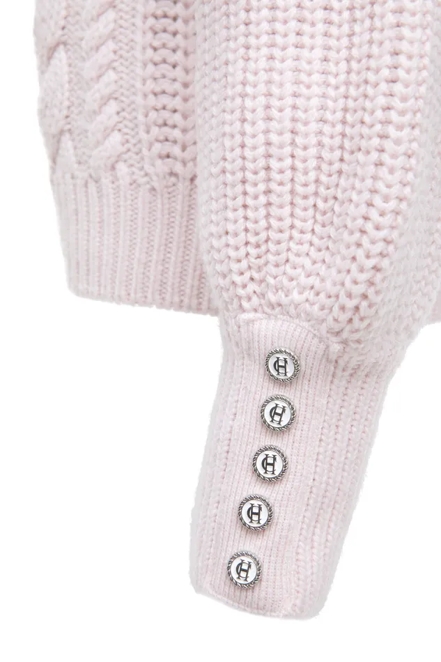 Corded Roll Neck Knit Ice Pink Women Holland Cooper Knitwear Corded Roll Neck Knit Ice Pink Women Holland Cooper Knitwear