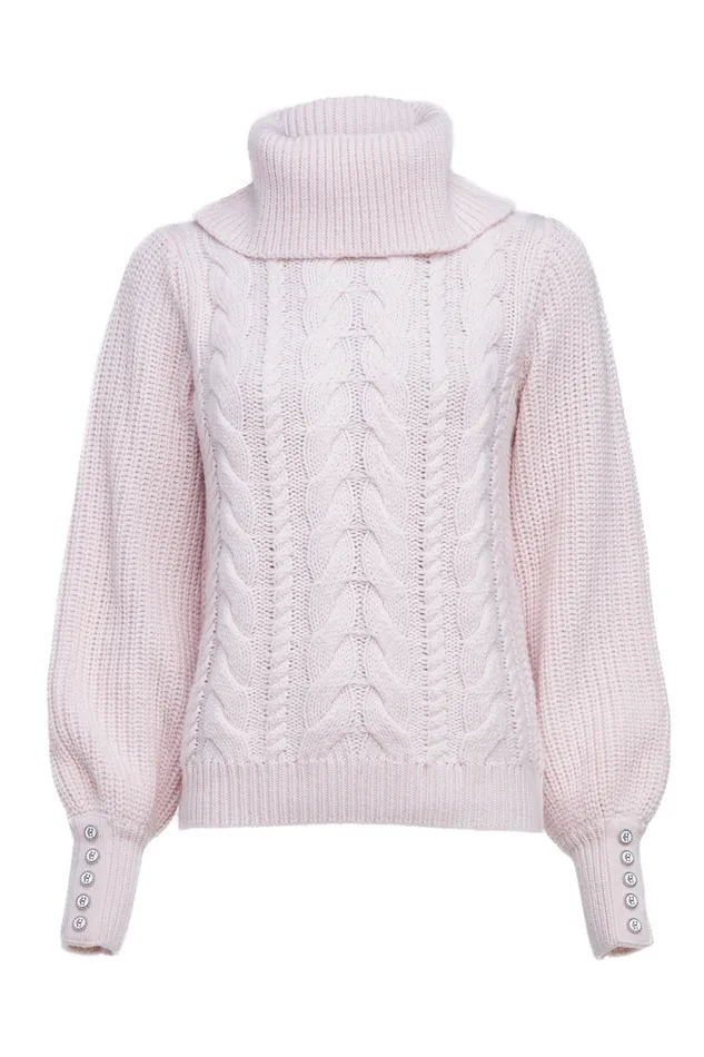 Corded Roll Neck Knit Ice Pink Women Holland Cooper Knitwear Corded Roll Neck Knit Ice Pink Women Holland Cooper Knitwear