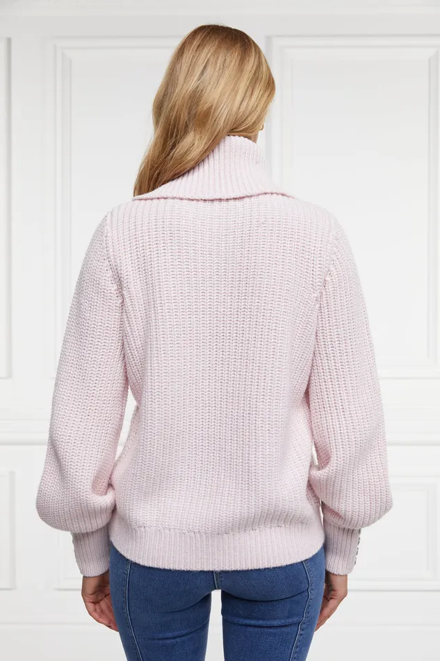 Corded Roll Neck Knit Ice Pink Women Holland Cooper Knitwear Corded Roll Neck Knit Ice Pink Women Holland Cooper Knitwear
