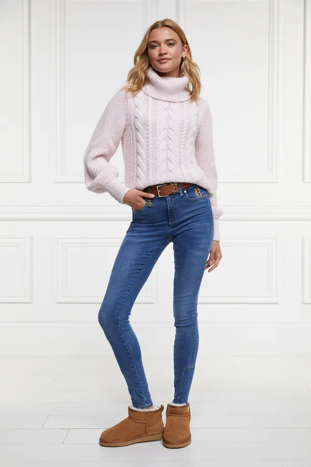 Corded Roll Neck Knit Ice Pink Women Holland Cooper Knitwear Corded Roll Neck Knit Ice Pink Women Holland Cooper Knitwear