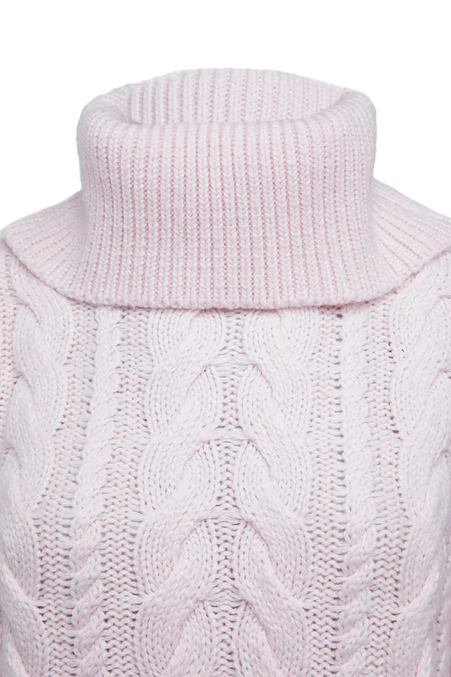 Corded Roll Neck Knit Ice Pink Women Holland Cooper Knitwear Corded Roll Neck Knit Ice Pink Women Holland Cooper Knitwear