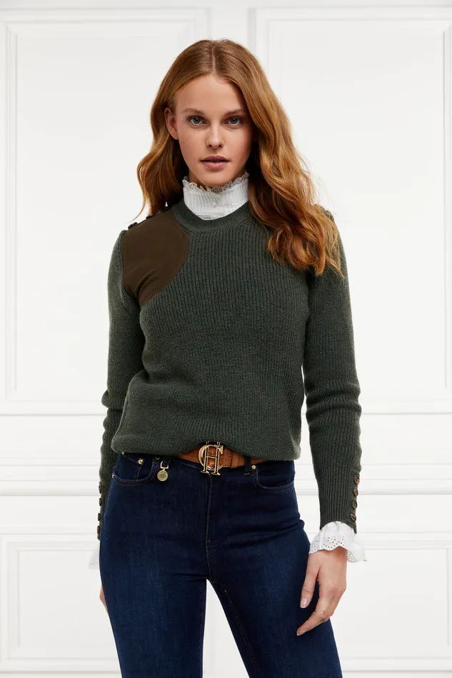 Country Crew Neck Knit Forest Marl Women Holland Cooper Knitwear