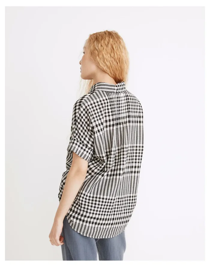 Courier Pintuck Back Shirt In Double Faced Plaid True Black Women Madewell Tops and Shirts