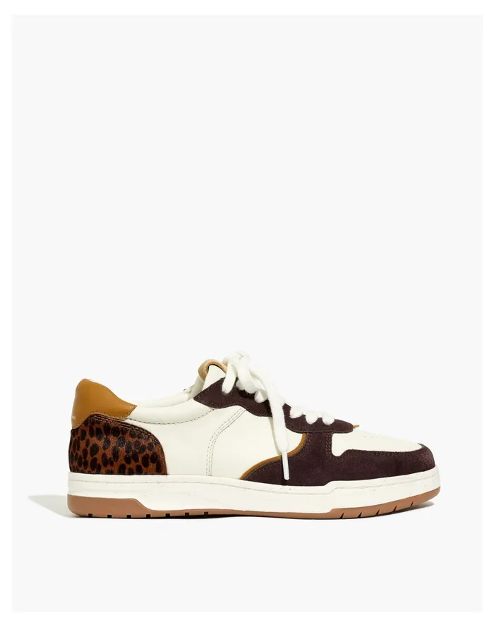 Court Sneakers In Leather And Cheetah Calf Hair Espresso Bean Multi Women Madewell Sneakers