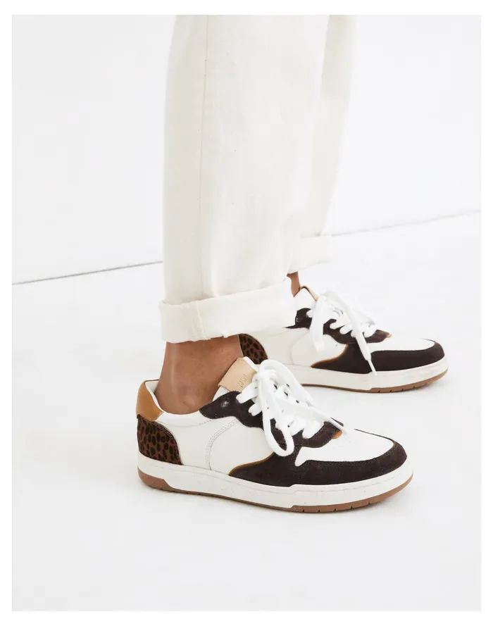 Court Sneakers In Leather And Cheetah Calf Hair Espresso Bean Multi Women Madewell Sneakers