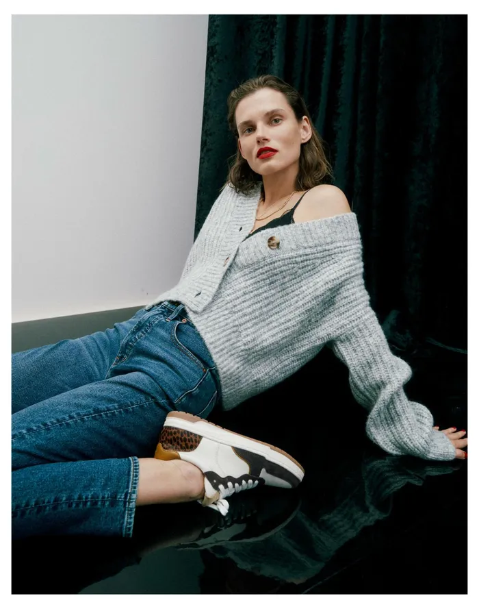Court Sneakers In Leather And Cheetah Calf Hair Espresso Bean Multi Women Madewell Sneakers