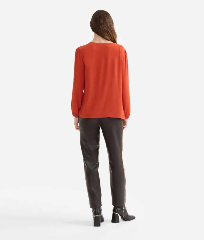 Crpe De Chine Blouse With Lapels Brick Red Woman Alviero Martini Knitwears Shirts and Tops