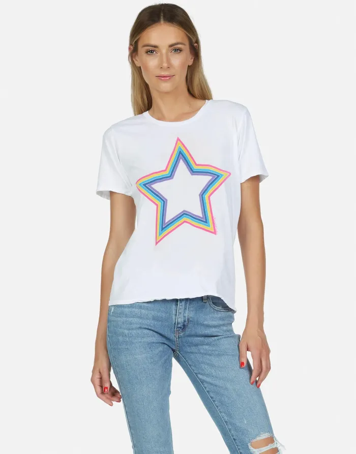 Croft X Multi Outline Star White Women039s Lauren Moshi Short Sleeve