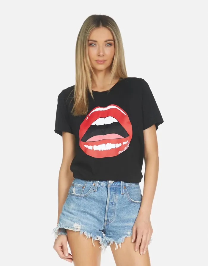 Croft X Red Open Lip Black Women039s Lauren Moshi Short Sleeve