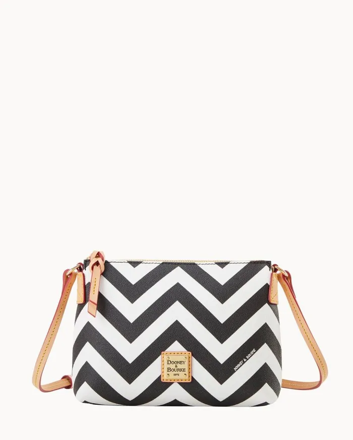 Crossbodies Women Dooney and Bourke Chevron Crossbody Pouchette Black