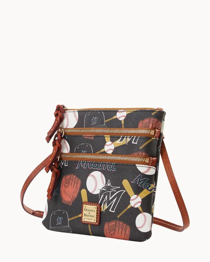 Crossbodies Women Dooney and Bourke MLB Marlins North South Triple Zip Crossbody Marlins Crossbodies Women Dooney and Bourke MLB Marlins North South Triple Zip Crossbody Marlins