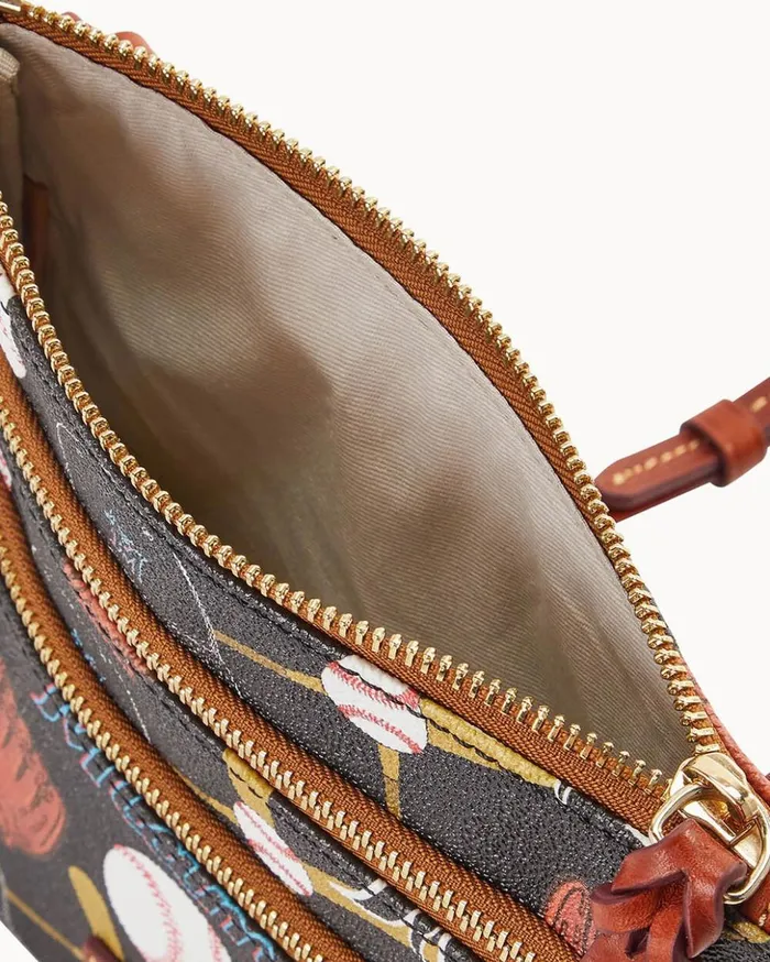 Crossbodies Women Dooney and Bourke MLB Marlins North South Triple Zip Crossbody Marlins Crossbodies Women Dooney and Bourke MLB Marlins North South Triple Zip Crossbody Marlins