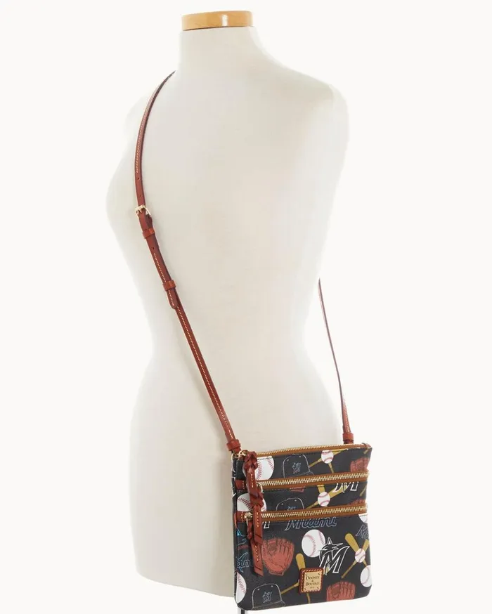 Crossbodies Women Dooney and Bourke MLB Marlins North South Triple Zip Crossbody Marlins Crossbodies Women Dooney and Bourke MLB Marlins North South Triple Zip Crossbody Marlins