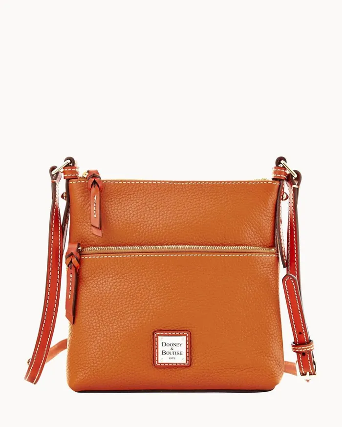 Crossbodies Women Dooney and Bourke Pebble Grain Letter Carrier Caramel