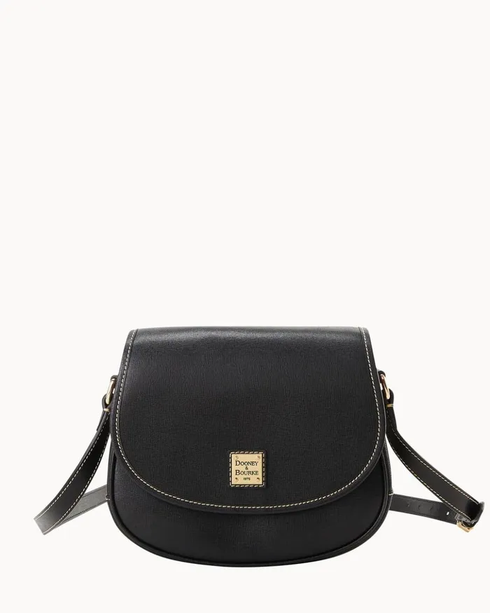 Crossbodies Women Dooney and Bourke Saffiano Saddle Bag Black