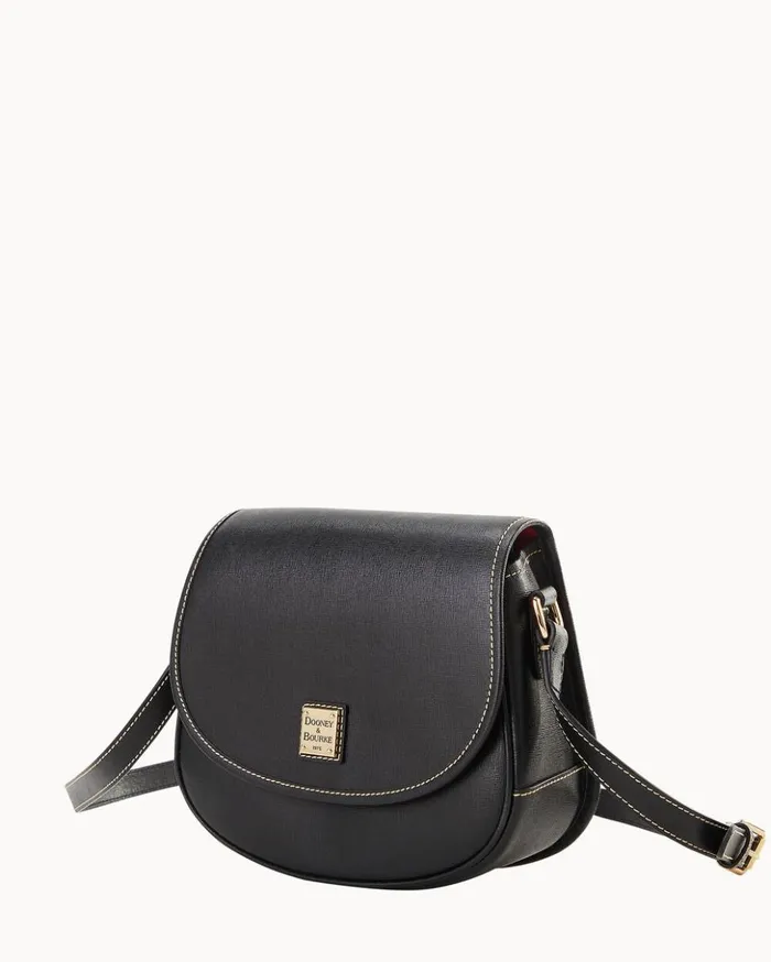 Crossbodies Women Dooney and Bourke Saffiano Saddle Bag Black Crossbodies Women Dooney and Bourke Saffiano Saddle Bag Black