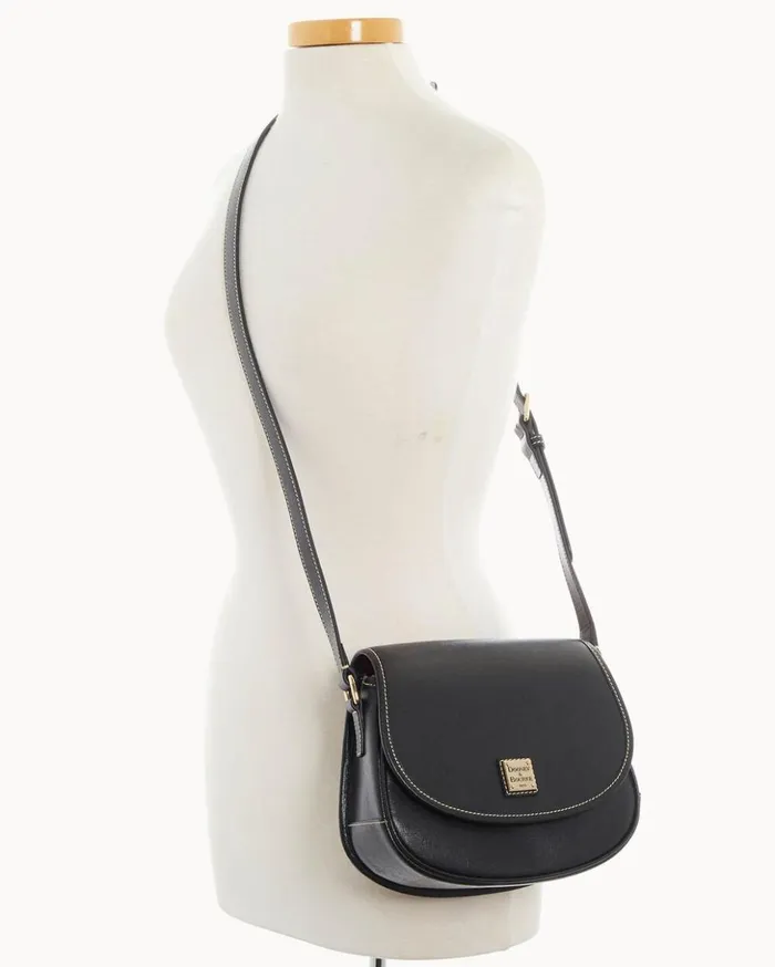 Crossbodies Women Dooney and Bourke Saffiano Saddle Bag Black Crossbodies Women Dooney and Bourke Saffiano Saddle Bag Black