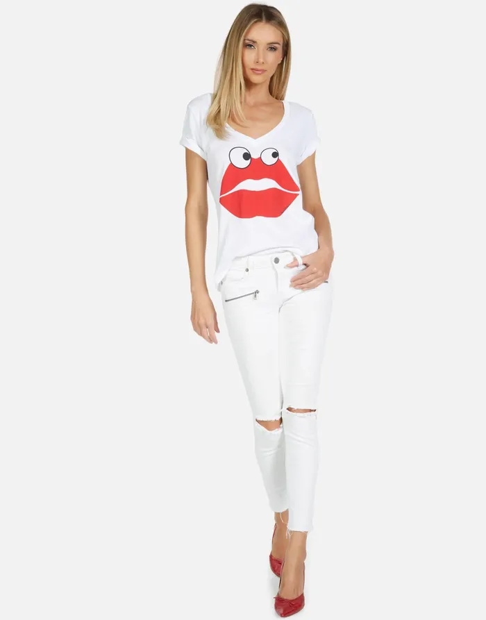 Cruz Kiss Face White Women039s Lauren Moshi Short Sleeve