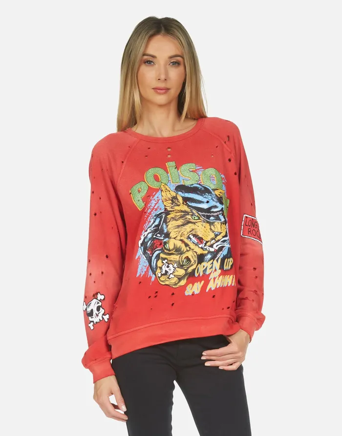 Darby Poison Cat Faded Brick Women039s Lauren Moshi Long Sleeve