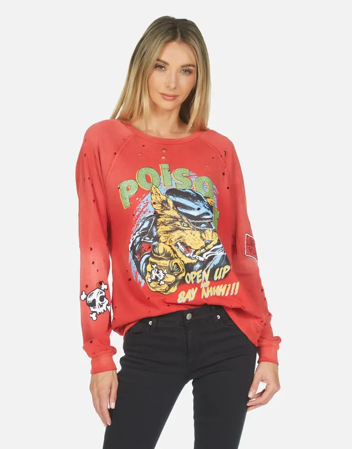 Darby Poison Cat Faded Brick Women039s Lauren Moshi Long Sleeve