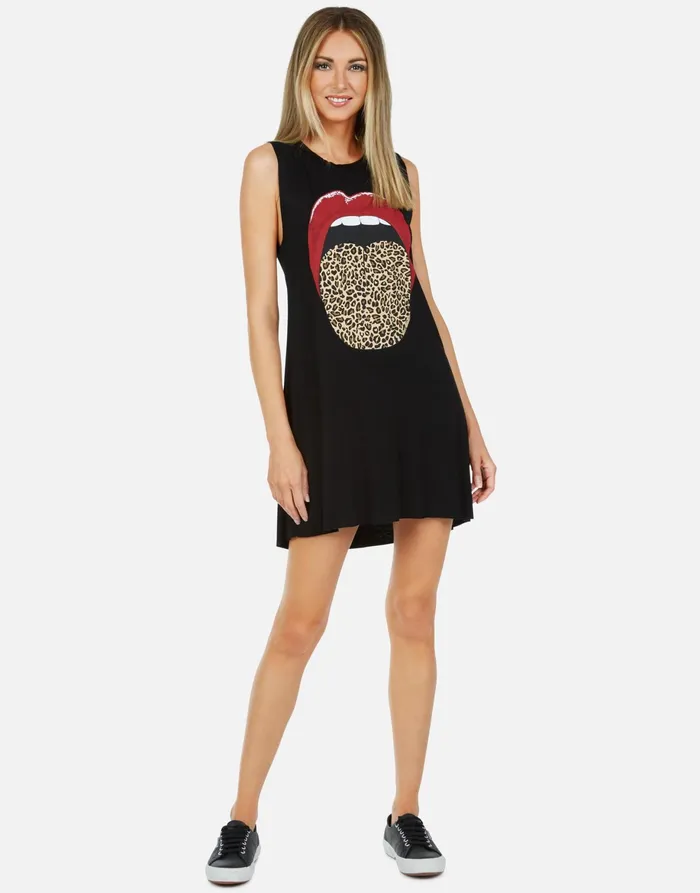 Deanna Leopard Tongue Black Women039s Lauren Moshi Dresses