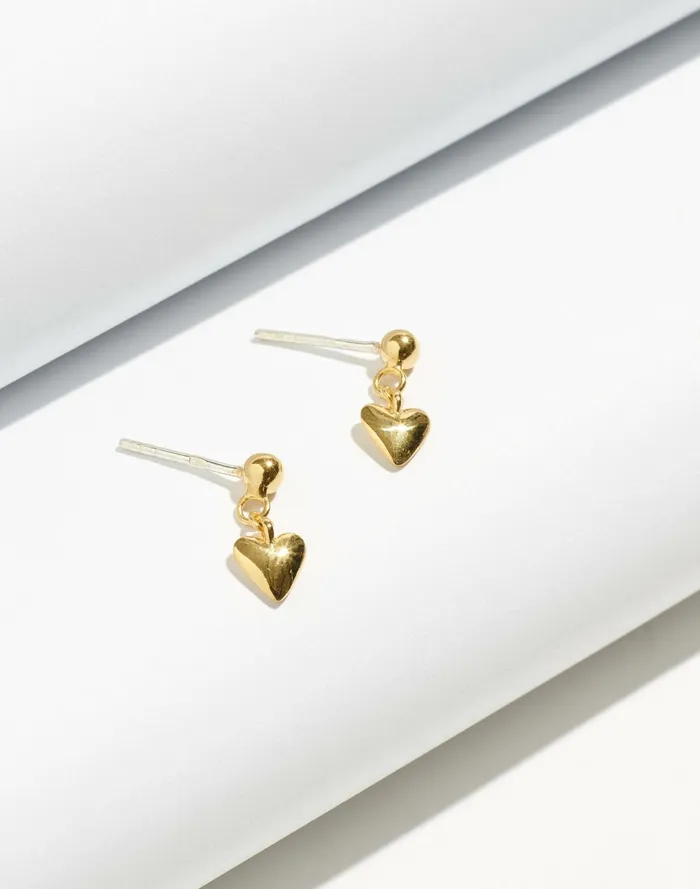 Delicate Collection Demi Fine 14k Plated Heart Dangle Stud Earrings 14k Gold Women Madewell 14K GoldPlated