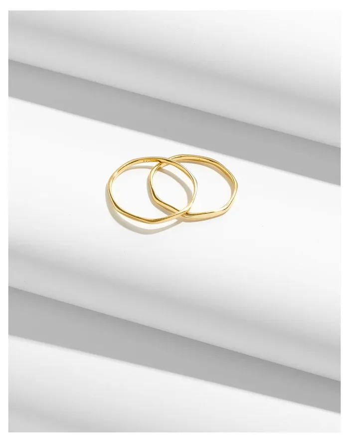 Delicate Collection Demi Fine Skinny Ring Set 14k Gold Women Madewell 14K GoldPlated