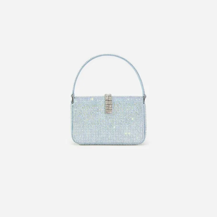 Denim Women Self Portrait Blue Rhinestone Denim Micro Bag