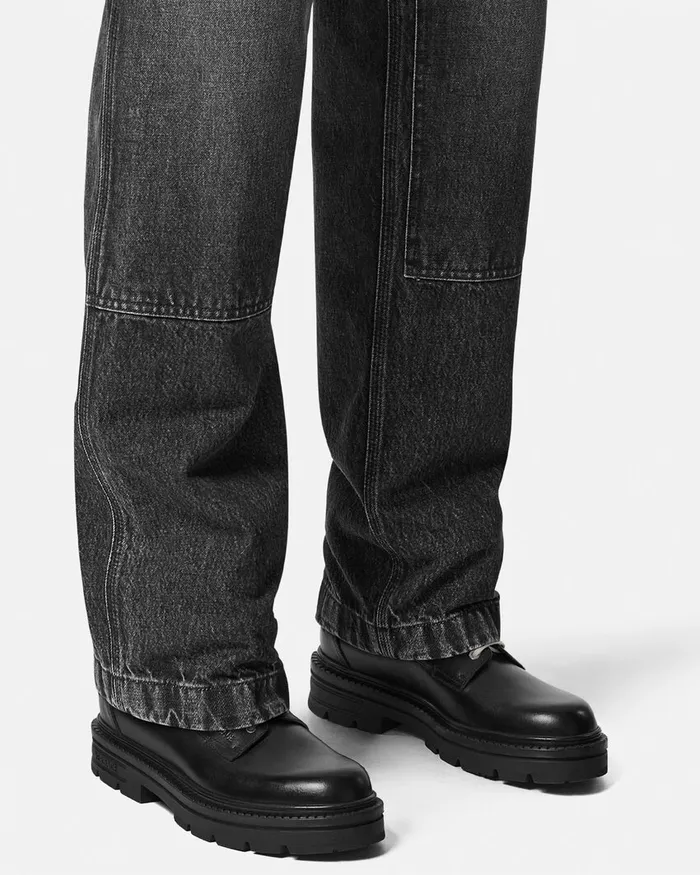 Derby Shoes Men Versace Adriano LaceUp Derby Shoes Black
