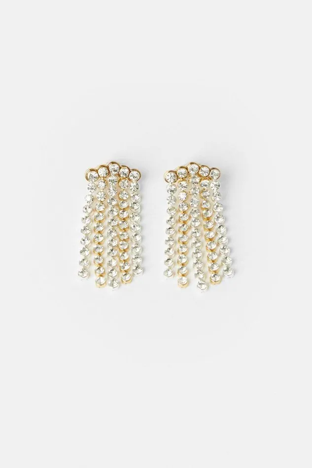 Diamante Drop Statement Earrings Gold Women Karen Millen Jewellery