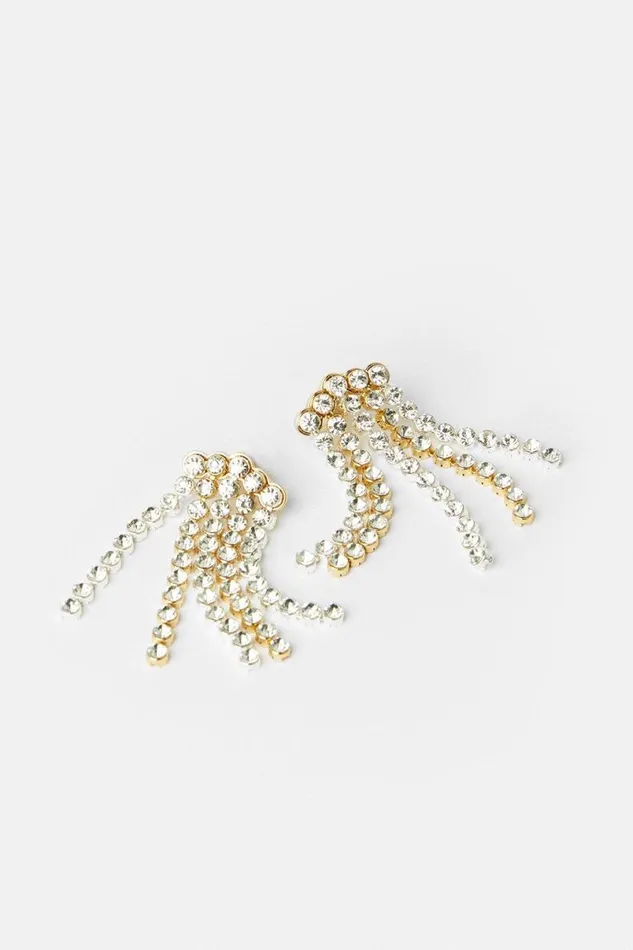 Diamante Drop Statement Earrings Gold Women Karen Millen Jewellery