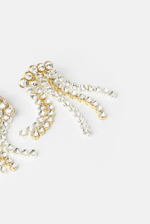Diamante Drop Statement Earrings Gold Women Karen Millen Jewellery