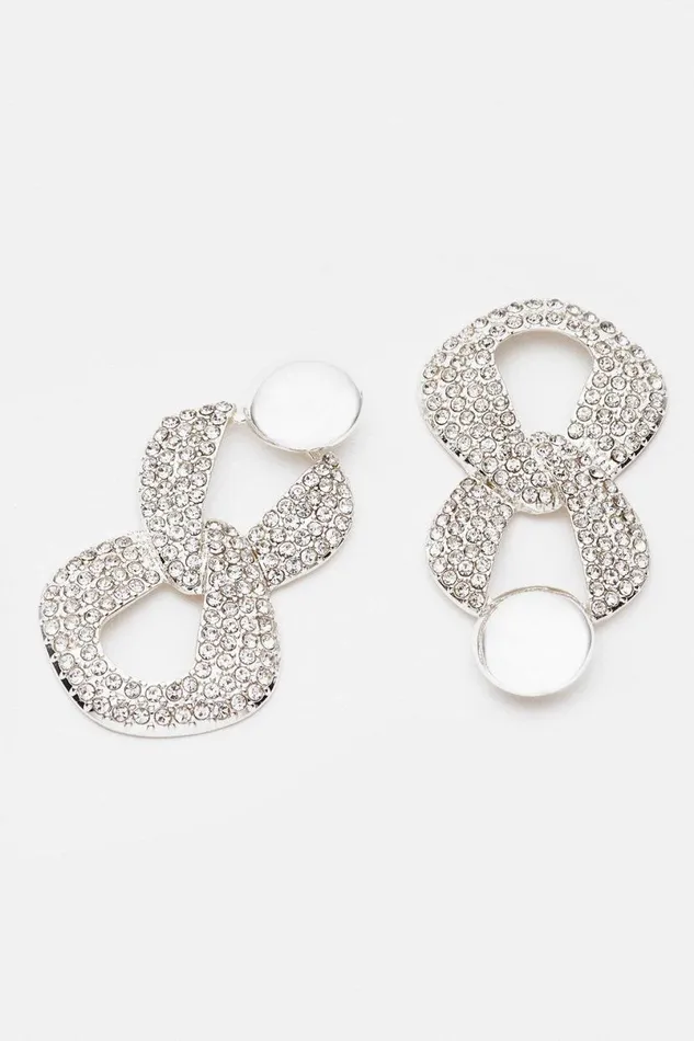 Diamante Statement Drop Earrings Silver Women Karen Millen Jewellery