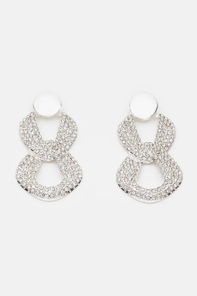 Diamante Statement Drop Earrings Silver Women Karen Millen Jewellery