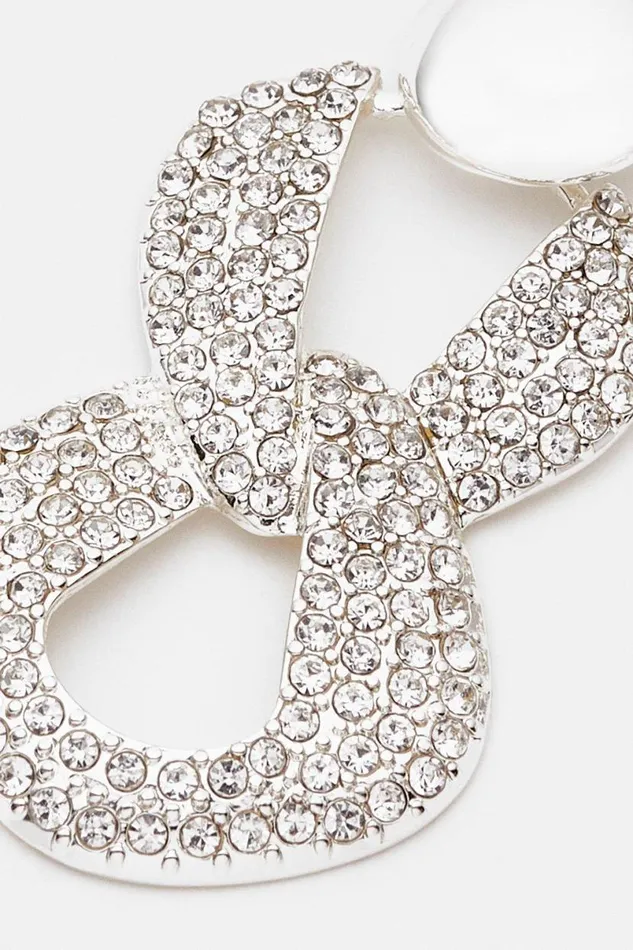 Diamante Statement Drop Earrings Silver Women Karen Millen Jewellery