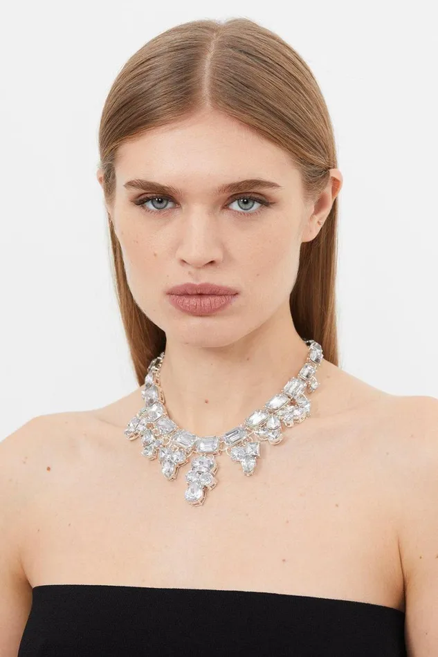 Diamante Statement Necklace Silver Women Karen Millen Jewellery