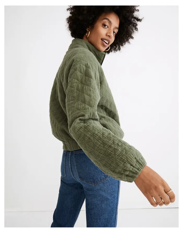 Diamond Jacquard Half Zip Pullover Top Faded Palm Women Madewell Tops and Shirts Diamond Jacquard Half Zip Pullover Top Faded Palm Women Madewell Tops and Shirts