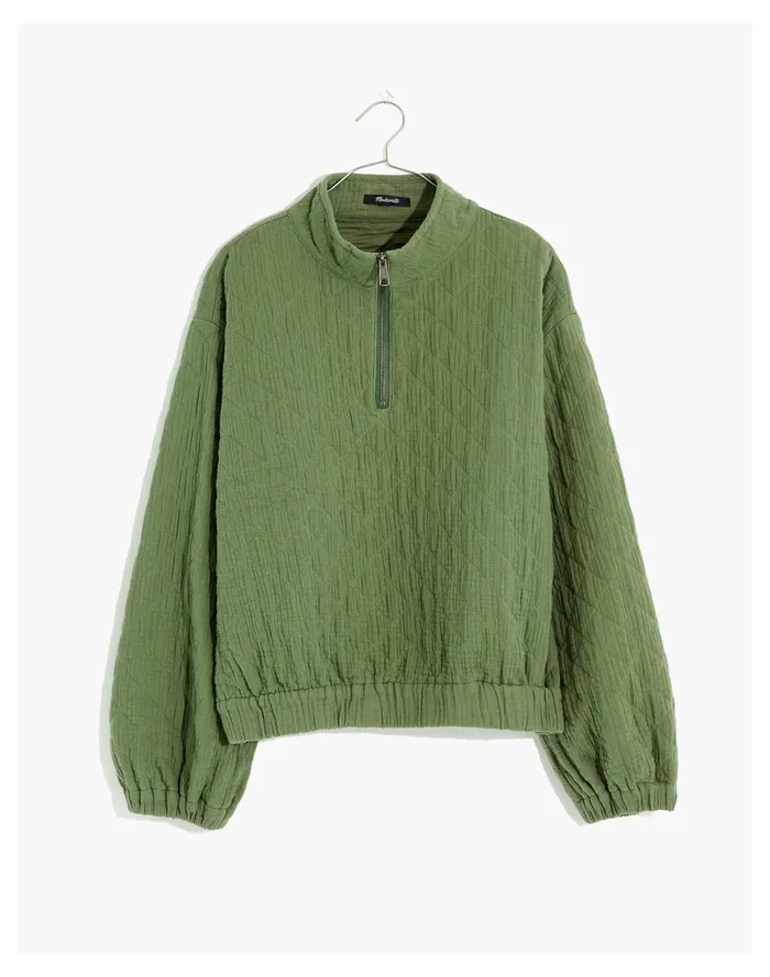 Diamond Jacquard Half Zip Pullover Top Faded Palm Women Madewell Tops and Shirts Diamond Jacquard Half Zip Pullover Top Faded Palm Women Madewell Tops and Shirts