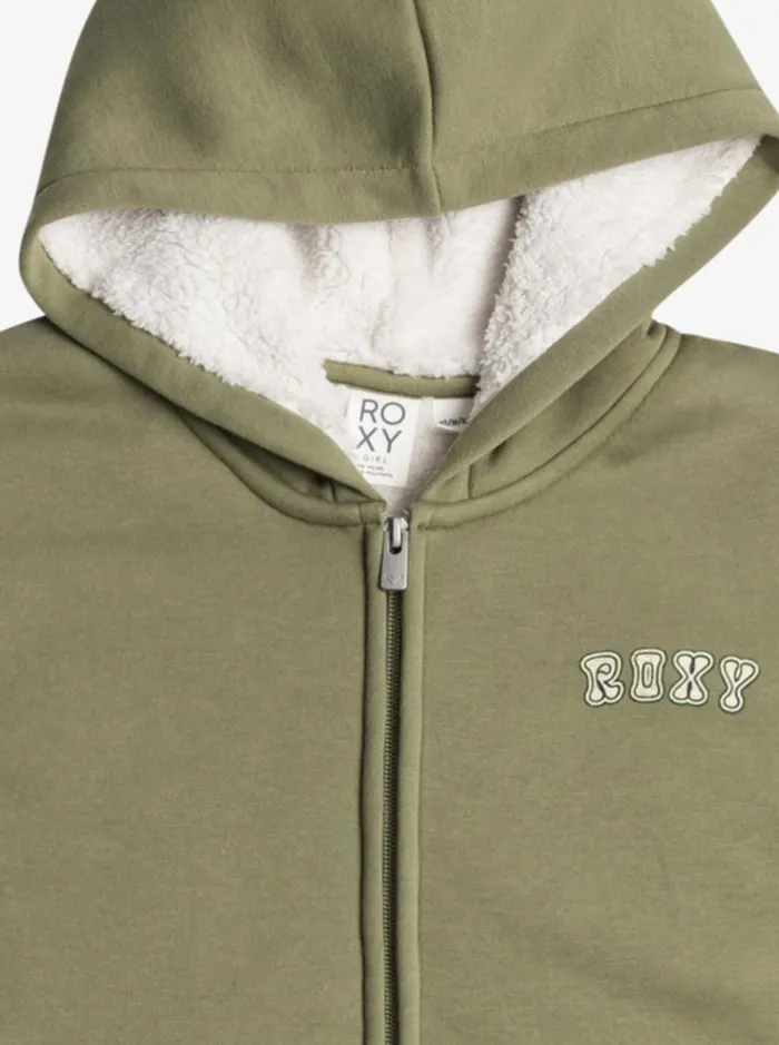 Different Pulses 8211 ZipUp Hoodie For Girls 4 8211 16 Oil Green Kids Roxy Sweatshirts and Hoodies