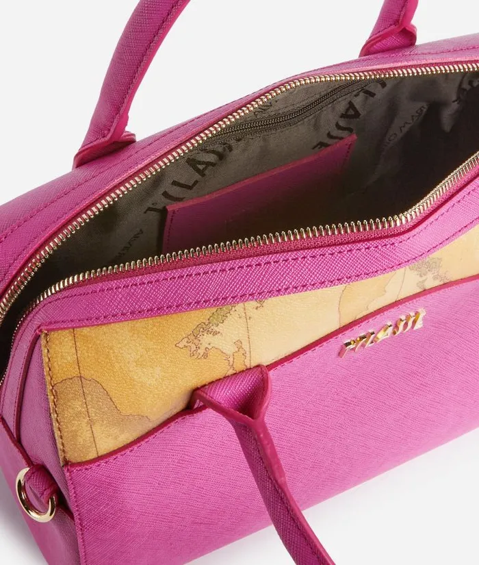 Digital City Bowler Bag With Crossbody Strap Magenta Woman Alviero Martini Top Handle Bags