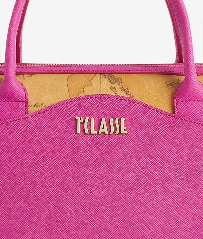Digital City Bowler Bag With Crossbody Strap Magenta Woman Alviero Martini Top Handle Bags