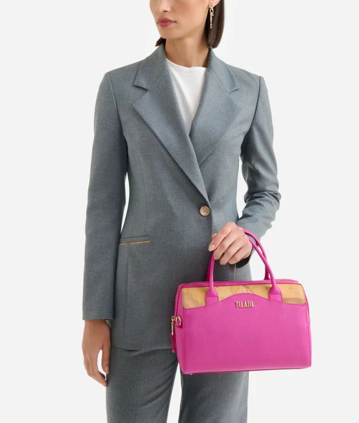 Digital City Bowler Bag With Crossbody Strap Magenta Woman Alviero Martini Top Handle Bags
