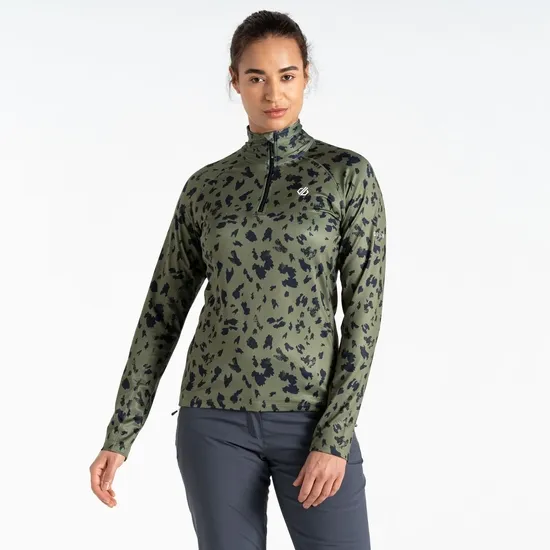 Divulge Lightweight Core Stretch Midlayer Olivine Green Dash Print Women Dare 2b Midlayers