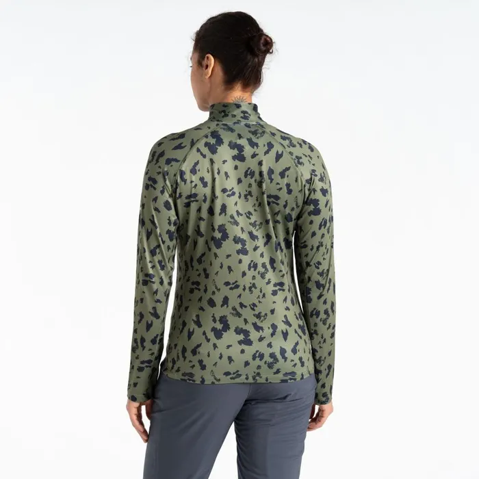 Divulge Lightweight Core Stretch Midlayer Olivine Green Dash Print Women Dare 2b Midlayers