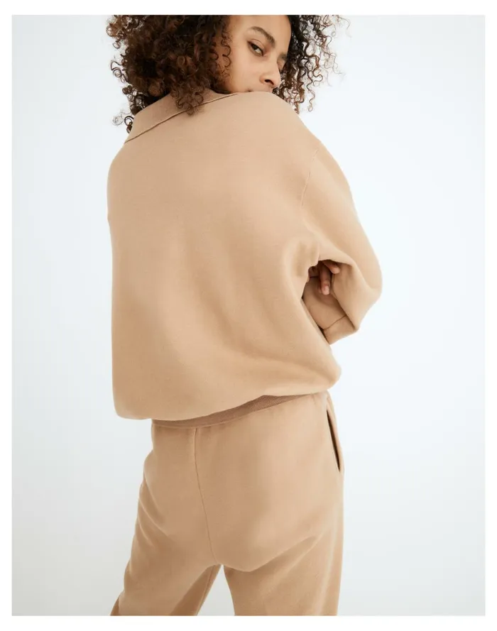 Donni Vintage Fleece Polo Sweatshirt Camel Women Madewell Sweatshirts and Sweatpants