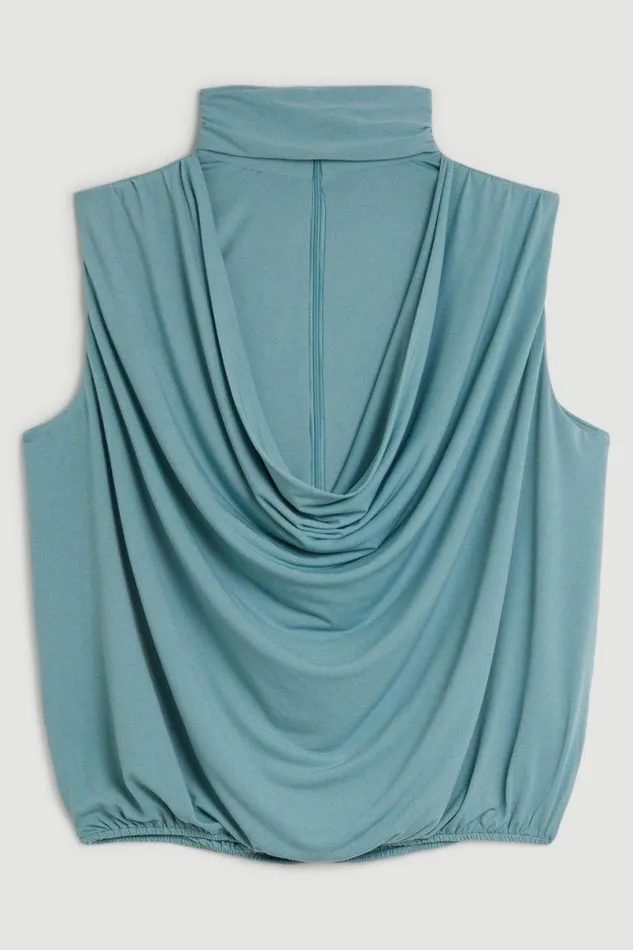 Drapey Crepe Jersey Twist Front Top Pale Blue Women Karen Millen Tops