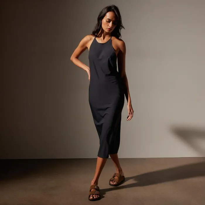 DressesJumpsuits Women James Perse Lightweight Matte Sateen Halter Neck Dress Black