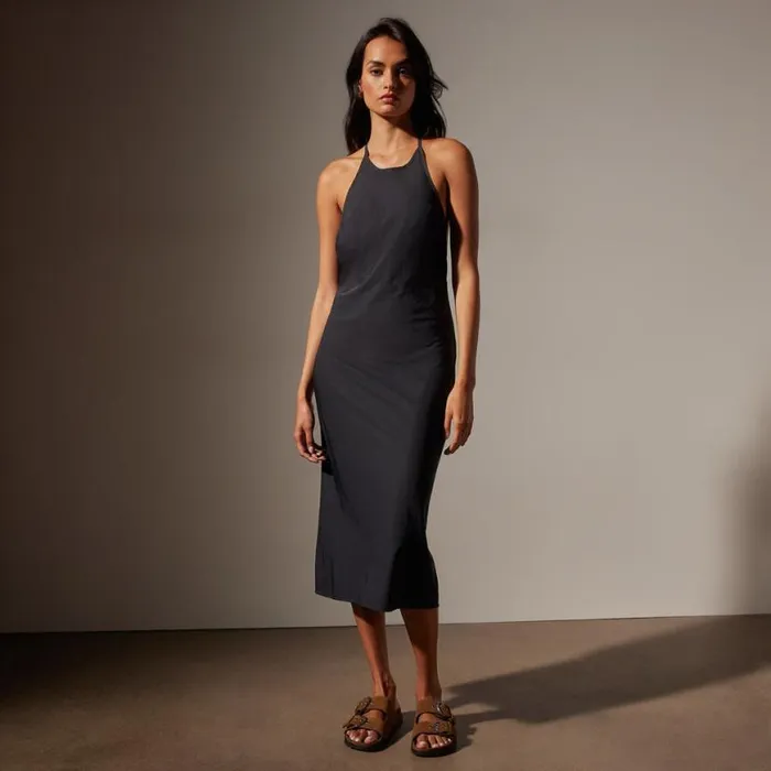 DressesJumpsuits Women James Perse Lightweight Matte Sateen Halter Neck Dress Black DressesJumpsuits Women James Perse Lightweight Matte Sateen Halter Neck Dress Black
