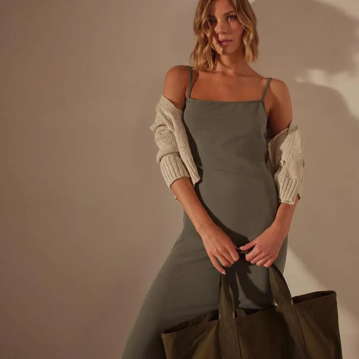 DressesJumpsuits Women James Perse Lotus Rib Cami Dress Palm