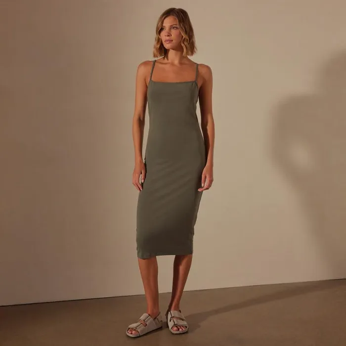 DressesJumpsuits Women James Perse Lotus Rib Cami Dress Palm
